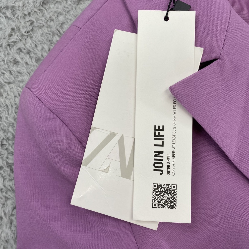 Zara Blazer Dress Womens Small Lilac Cutout One Button Jacket Office Siren - Picture 9 of 15